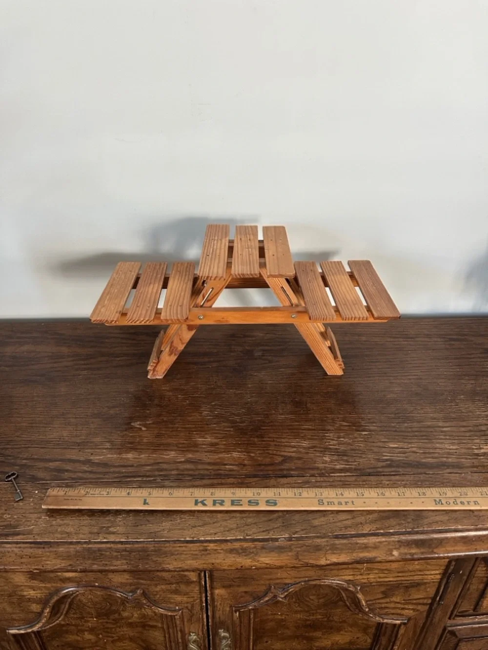 Miniature Wooden Picnic Table - Natural Wood